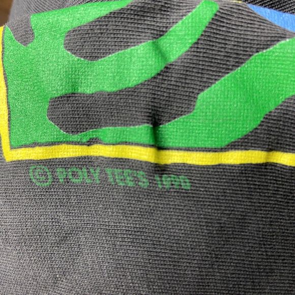 Vintage Poly Tees Shirt Adult XXXL Black Hawaii Parrot 1990 Flowers Butterfly - Picture 9 of 16